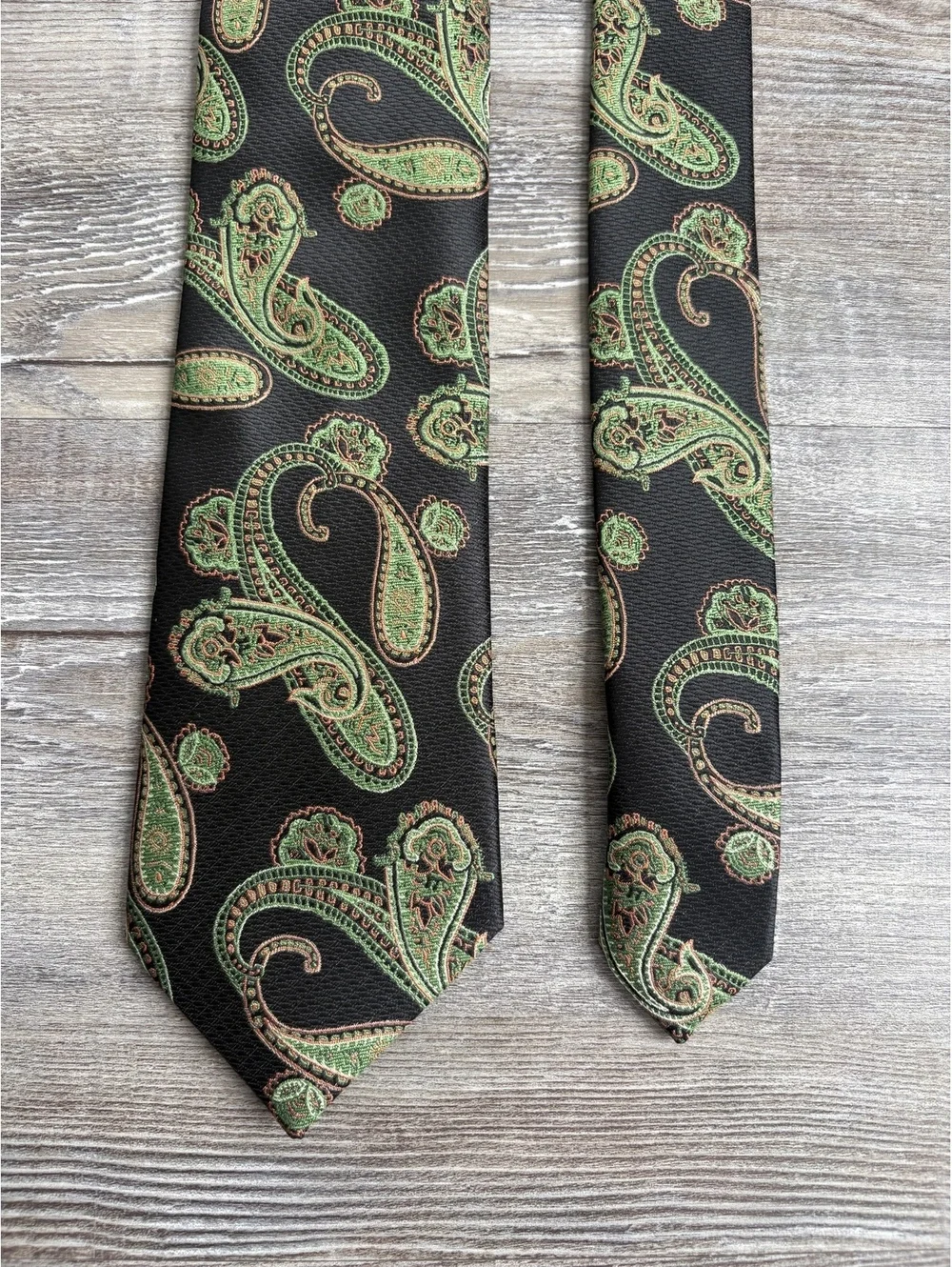 Colours by Alexander Julian Black Tie with Green Paisley Pattern